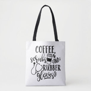 Koffiekruiden en rubberhandschoenen tote bag
