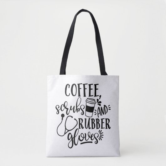 Koffiekruiden en rubberhandschoenen tote bag (Voorkant)
