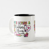 Koffiekruiden en rubberhandschoenen tweekleurige koffiemok (Voorkant links)