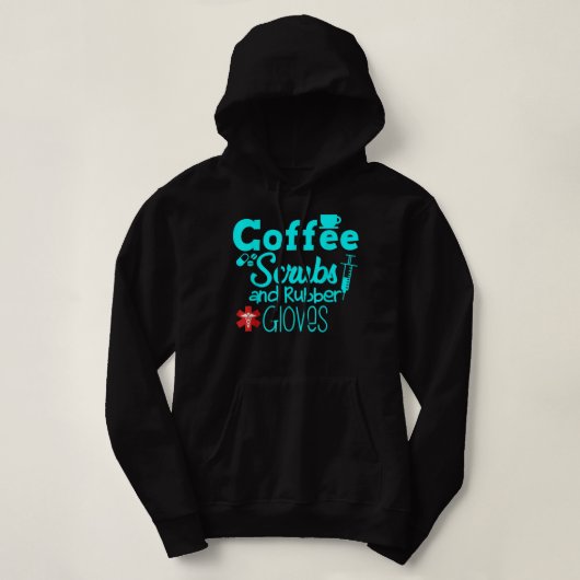 Koffiekruiden en rubberhandschoenen, verpleegburea hoodie (Design voorkant)