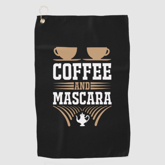 Koffiekunst Coffee en Mascara Golfhanddoek (Voorkant)
