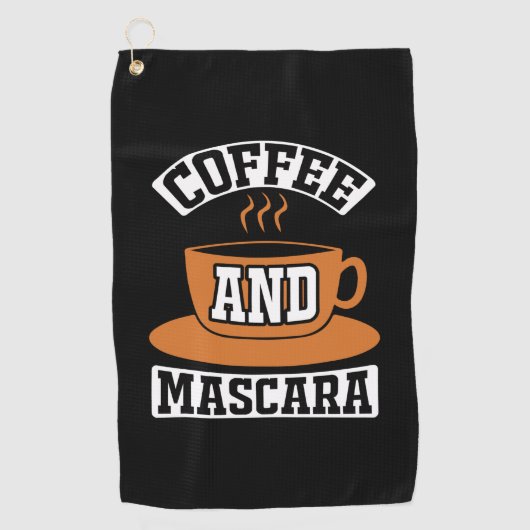 Koffiekunst Coffee en Mascara Golfhanddoek (Voorkant)