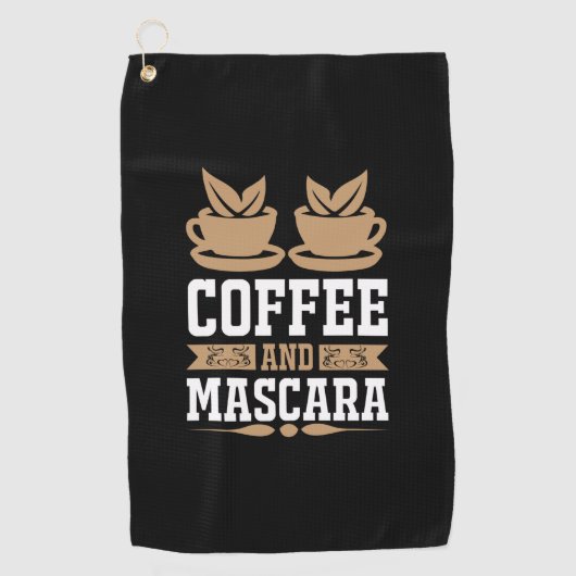 Koffiekunst Coffee en Mascara Golfhanddoek (Voorkant)