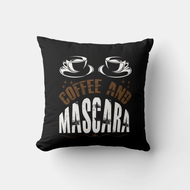 Koffiekunst Coffee en Mascara Kussen (Voorkant)