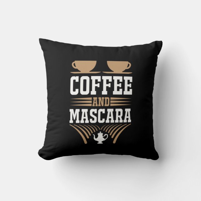 Koffiekunst Coffee en Mascara Kussen (Voorkant)