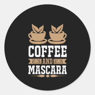 Koffiekunst Coffee en Mascara Ronde Sticker