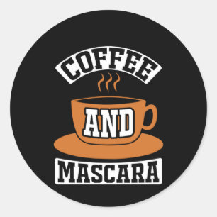 Koffiekunst Coffee en Mascara Ronde Sticker