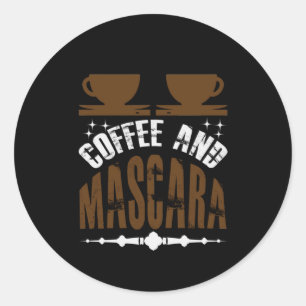 Koffiekunst Coffee en Mascara Ronde Sticker
