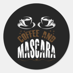 Koffiekunst Coffee en Mascara Ronde Sticker