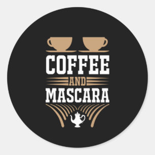 Koffiekunst Coffee en Mascara Ronde Sticker