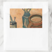 Koffiekunst - First Thing in the Morning Rechthoekige Sticker (Tas)