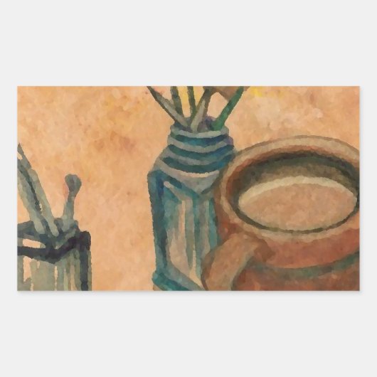 Koffiekunst - First Thing in the Morning Rechthoekige Sticker (Voorkant)