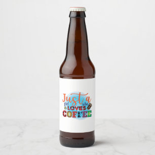 Koffiekunst Gewoon Een Meisje Dat Van Koffie Houdt Bier Etiket