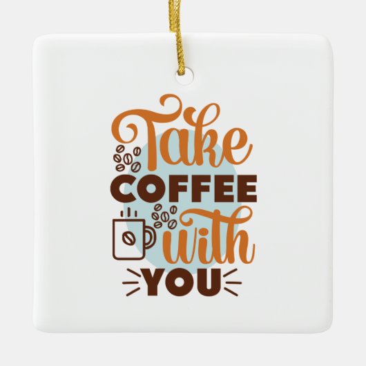 Koffiekunst haalt koffie met je mee keramisch ornament (Voorkant)