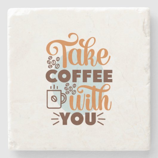 Koffiekunst haalt koffie met je mee stenen onderzetter (Voorkant)