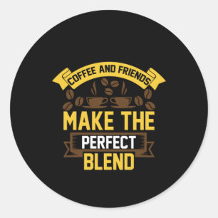 Koffiekunst Koffie en vrienden Ronde Sticker