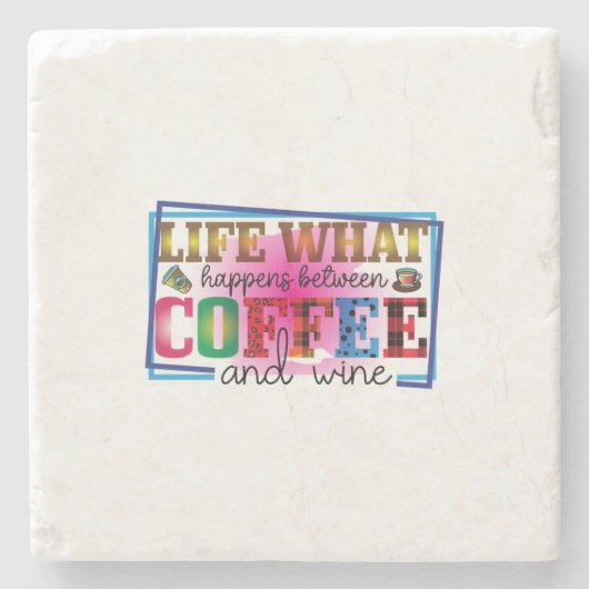 Koffiekunst, koffie en wijn stenen onderzetter (Voorkant)