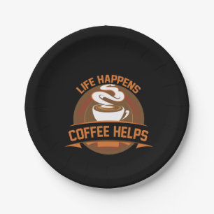 Koffiekunst leven gebeurt met koffie Helpt Papieren Bordje
