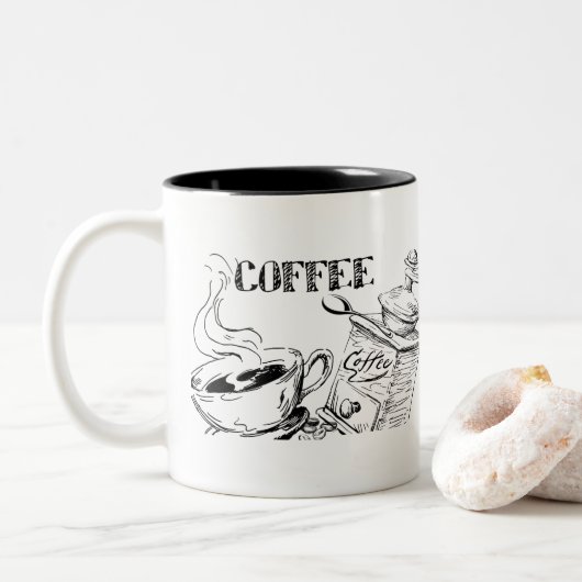 Koffiekunst tweekleurige koffiemok (Met donut)