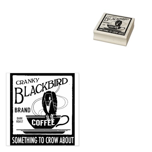  Koffielabel Stamp Blackbird Crow Rubberstempel (Gestempeld)