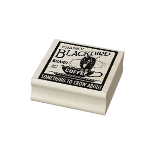 Koffielabel Stamp Blackbird Crow Rubberstempel