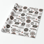 Koffielabels Retro Cadeaupapier (Uitgerold)