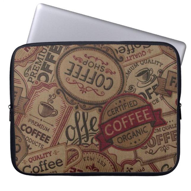  koffielabels voor collage laptophoes laptop sleeve (Voorkant)