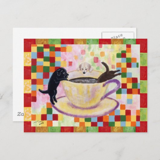 Koffielabradors voor het schilderen van mozaïek briefkaart (Voorkant / Achterkant)