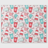 Koffielatte en kerstSnoep Cadeaupapier (Vlak)