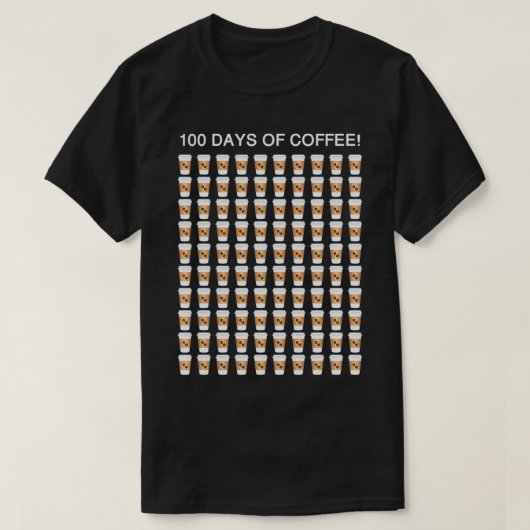Koffieleraar 100 Koffiebekers 100e dag school P T-shirt (Design voorkant)