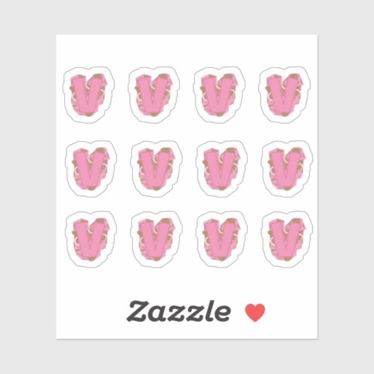 Koffieletter V: Monogram Initiaal Stickerblad Sticker (Vel)