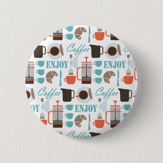 Koffieliefde en café-patroon ronde button 5,7 cm (Voorkant)
