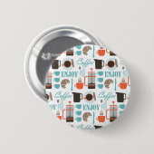 Koffieliefde en café-patroon ronde button 5,7 cm (Voorkant /achterkant)