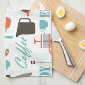 Koffieliefde en café-patroon theedoek (Quarter Fold)