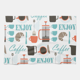 Koffieliefde en café-patroon theedoek