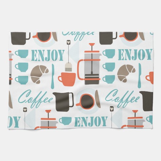 Koffieliefde en café-patroon theedoek (Horizontaal)