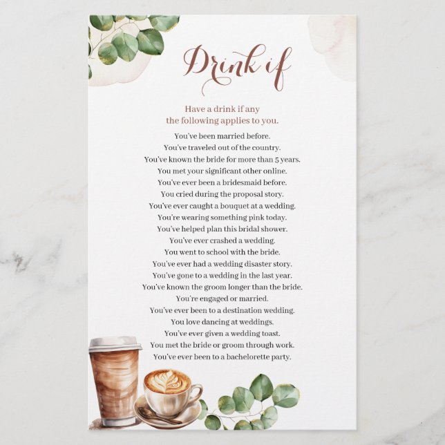 Koffieliefde is aan het brouwen Drink als Bruiloft (Voorkant)