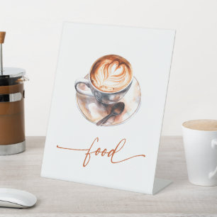 Koffieliefde is brouwende voedsel reclamebord met voetstuk