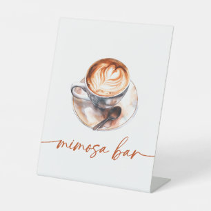 Koffieliefde Is Bruisende Mimosa Bar Reclamebord Met Voetstuk