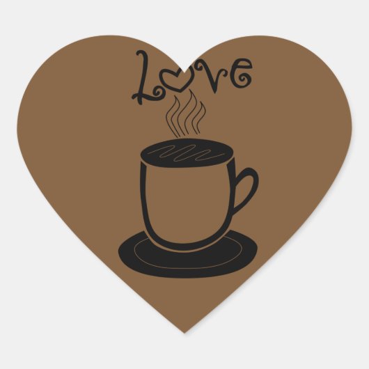 Koffieliefde - Kleur veranderen Hart Sticker (Voorkant)