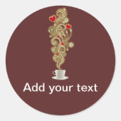 Koffieliefde Ronde Sticker (Voorkant)