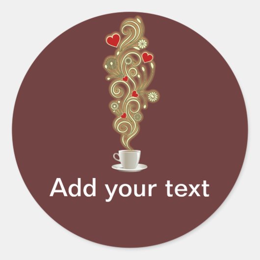 Koffieliefde Ronde Sticker (Voorkant)