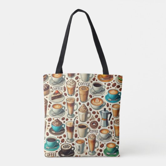 Koffieliefhebber Allover Print Canvas tas (Achterkant)