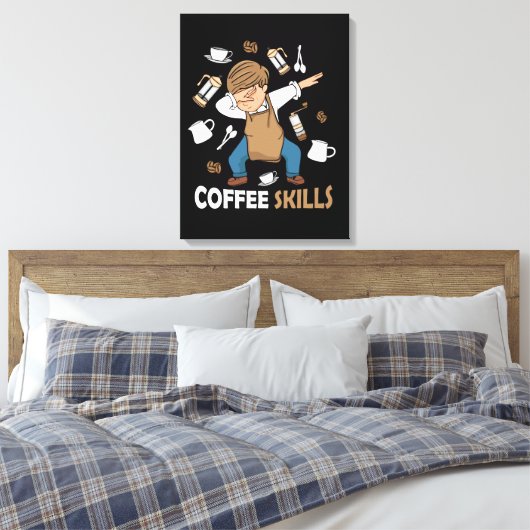Koffieliefhebber Cadeau Mannen Barista Latte Art Canvas Afdruk (Insitu (Slaapkamer))