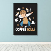 Koffieliefhebber Cadeau Mannen Barista Latte Art Canvas Afdruk (Insitu (Houten vloer))