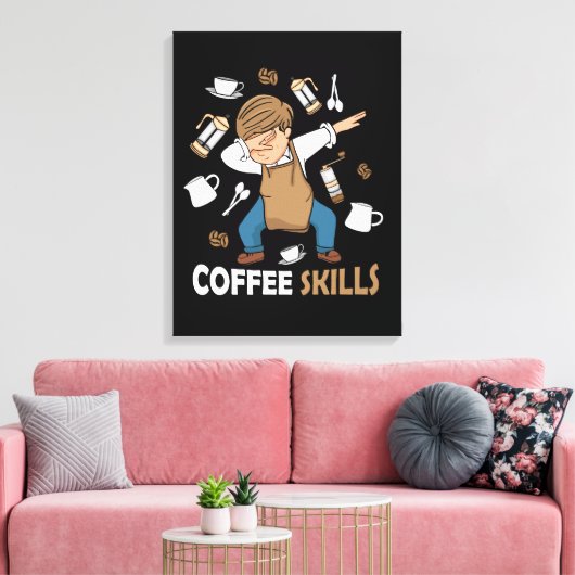 Koffieliefhebber Cadeau Mannen Barista Latte Art Canvas Afdruk (Insitu (Woonkamer))