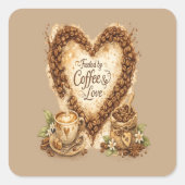 Koffieliefhebber Cozy Vintage Vierkante Sticker (Voorkant)