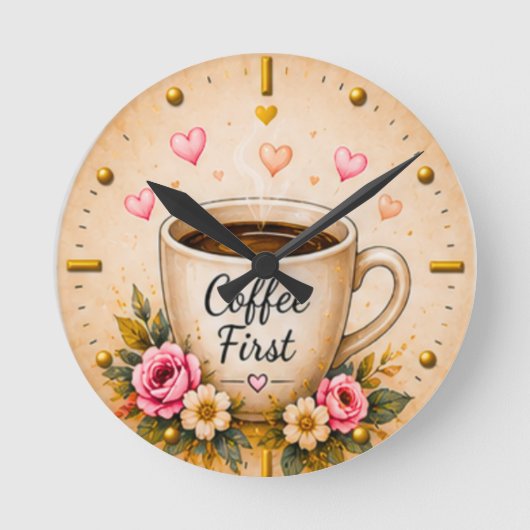 Koffieliefhebber Decoratie Ronde Klok (Voorkant)