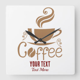 Koffieliefhebber Design – Minimaal Grafisch Ontwer Vierkante Klok