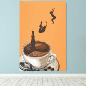 Koffieliefhebber Duiken Pop Kunst Kunstwerk Oranje Canvas Afdruk (Insitu (Houten vloer))